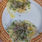 eating microgreens with egg omelet